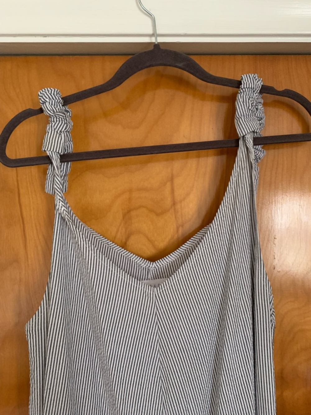 Striped Elastic Shoulder Wide-Leg Jumpsuit - Picture 6 of 7